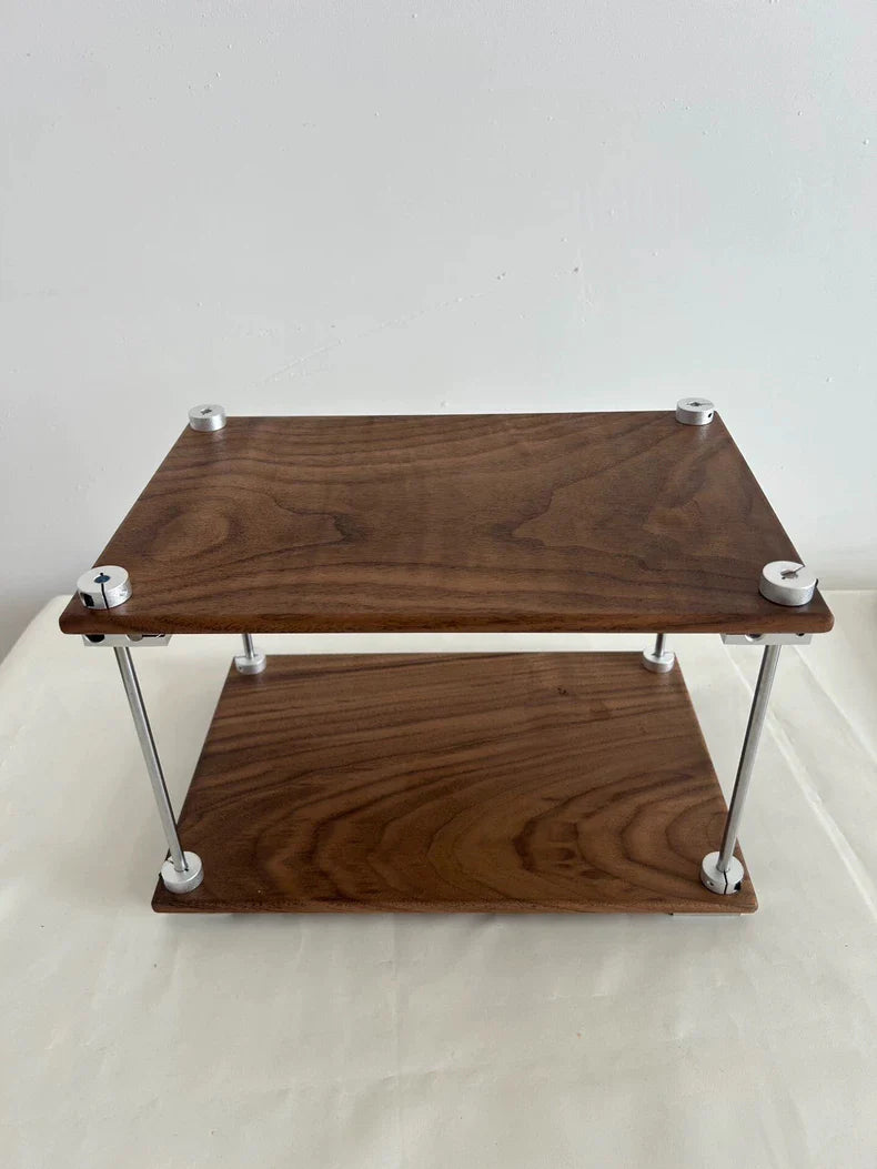 Optical Axis Black Walnut Two-Tier Shelf