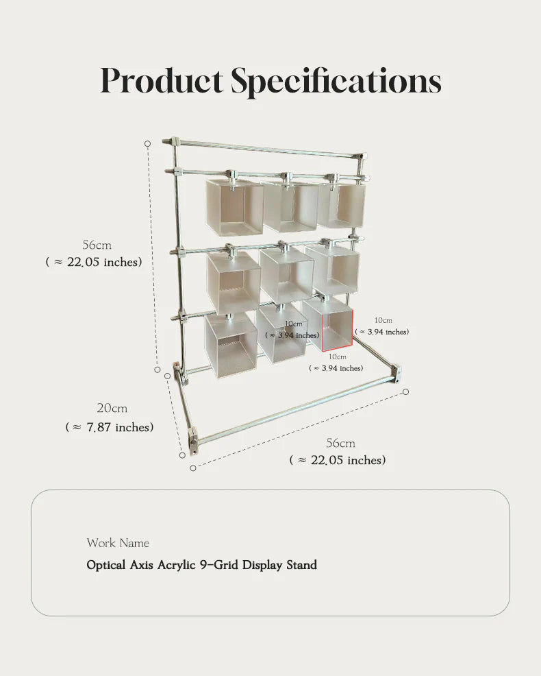 Optical Axis Acrylic 9-Grid Display Stand