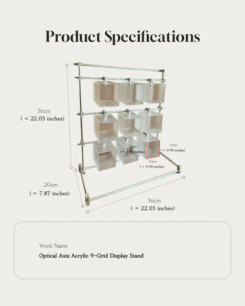 Optical Axis Acrylic 9-Grid Display Stand