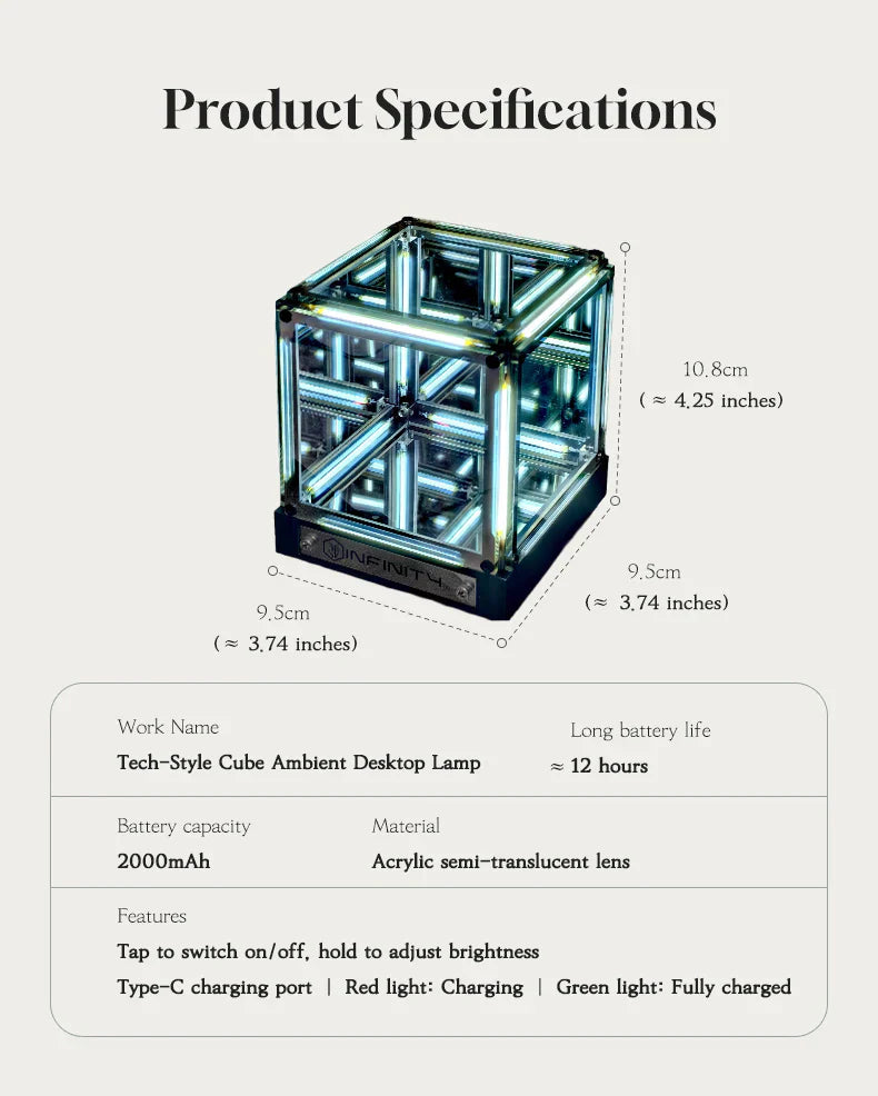 Tech-Style Cube Ambient Desktop Lamp