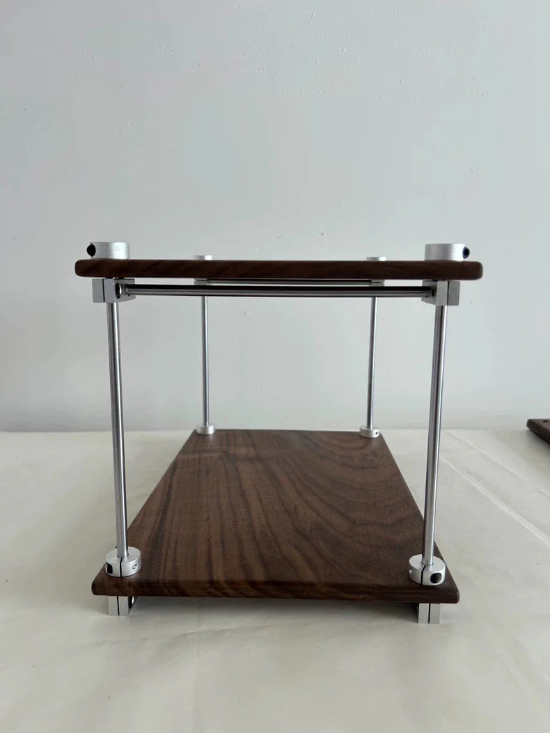 Optical Axis Black Walnut Two-Tier Shelf
